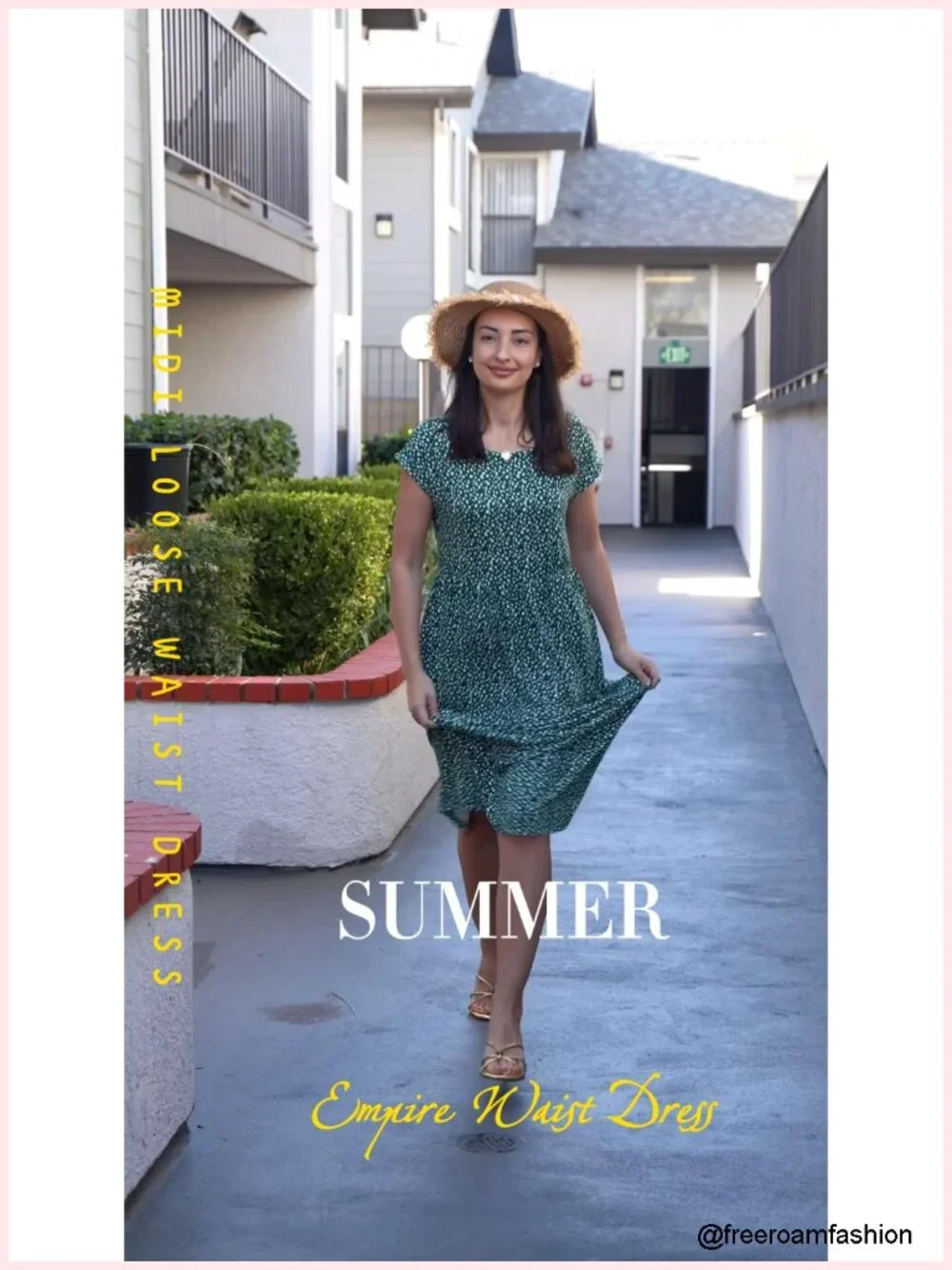 Women's Summer Short Sleeve Midi Dress with Pockets Loose Fit